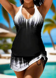 Drawstring Contrast Color 2 Piece  Tankini Set