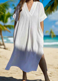 V Neck  White  Color Cover Up