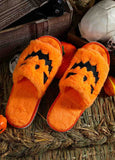 Fuzzy Halloween Pumpkin Open Toe Slippers