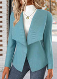 Neon Blue Textured Fabric Long Sleeve Coat