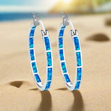 Sterling Silver Hypoallergenic Hoop  Opal Bohemian Earrings