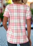 Patchwork Plaid Short Sleeve T Shirt