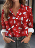 Christmas Element Open Cardigan Long Sleeve Women Shirt