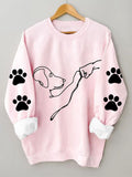 Dog High Five Casual Long-Sleeved Sweatshirt