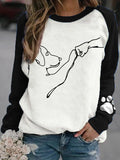 Dog High Five Print Long-Sleeved Sweatshirt