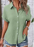 Pocket   Shirt Collar Blouse