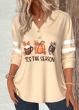 Tummy Coverage Halloween   Button Pumpkin Print Long Sleeve Hoodie