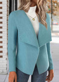 Neon Blue Textured Fabric Long Sleeve Coat