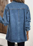 Denim Blue Patchwork Long Sleeve Lapel Coat