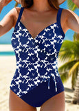 Surplice Dazzle Colorful Print  One Piece Swimwear