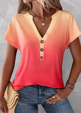 Button V Neck T Shirt