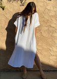 V Neck  White  Color Cover Up