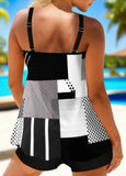 Geometric Print Double Straps Tankini Set