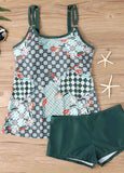 Circular Ring Floral   Print  Tankini Set