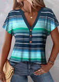 Button V Neck T Shirt