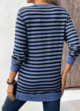 Tummy Coverage Patchwork Striped  Long Sleeve T Shirt