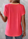 Button V Neck T Shirt