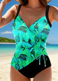 Surplice Dazzle Colorful Print  One Piece Swimwear