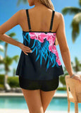 Floral Printed  Mid Waisted Tankini Set