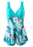 Surplice  Floral Print Swimdress and Panty