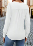 Crew Neck Pleated Casual Tunic Blouses