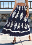 Boho Ornate Front-Tie Maxi Skirt For Vacation