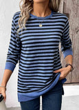 Tummy Coverage Patchwork Striped  Long Sleeve T Shirt