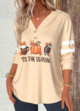 Tummy Coverage Halloween   Button Pumpkin Print Long Sleeve Hoodie