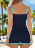 Square Neck Wide Strap Two Pieces Tankini Set