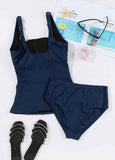 Ribbed Ruched Swimsuits Tummy Control Tankini  Set