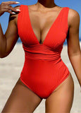 Ginger Ribbed & Ruched One-Piece  Swimsuit