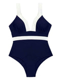 Color Block Spaghetti Strap  One Piece Swimwear