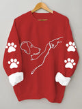 Dog High Five Casual Long-Sleeved Sweatshirt