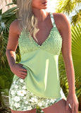 Smocked Tropical Plants Print  Tankini Set