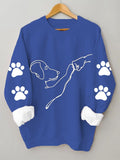 Dog High Five Casual Long-Sleeved Sweatshirt