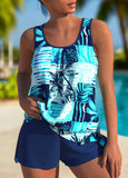 Bowknot   Waisted Floral Print  Tankini Set