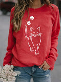 Women's Cute Cat Print Cat Lovers Casual Sweatshirt