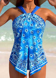 Criss Cross Printed One Piece Swimwear