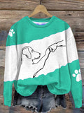 Dog High Five Casual Long-Sleeved Sweatshirt