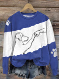 Dog High Five Casual Long-Sleeved Sweatshirt