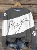 Dog High Five Casual Long-Sleeved Sweatshirt