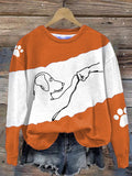 Dog High Five Casual Long-Sleeved Sweatshirt