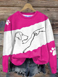 Dog High Five Casual Long-Sleeved Sweatshirt