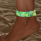 5 Pieces  Glow In The Dark Beaded Anklet