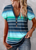 Button V Neck T Shirt