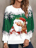 Patchwork Christmas Print Long Sleeve Sweatshirt