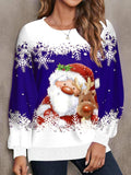 Patchwork Christmas Print Long Sleeve Sweatshirt