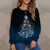 Christmas Print Long Sleeve Round Neck Sweatshirt