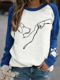 Dog High Five Print Long-Sleeved Sweatshirt