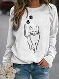 Women's Cute Cat Print Cat Lovers Casual Sweatshirt